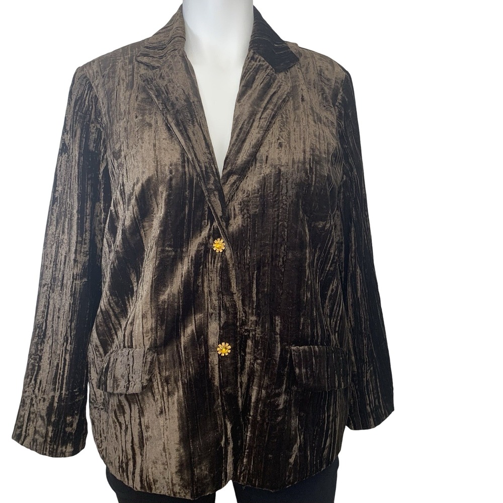 Alexandra Bartlett Brown Velvet Blazer Jacket Woman 3X Pockets Business Casual